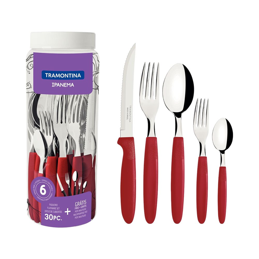 Juego De Cubiertos Tramontina Ipanema 23398/788 Rojo 30 Piezas