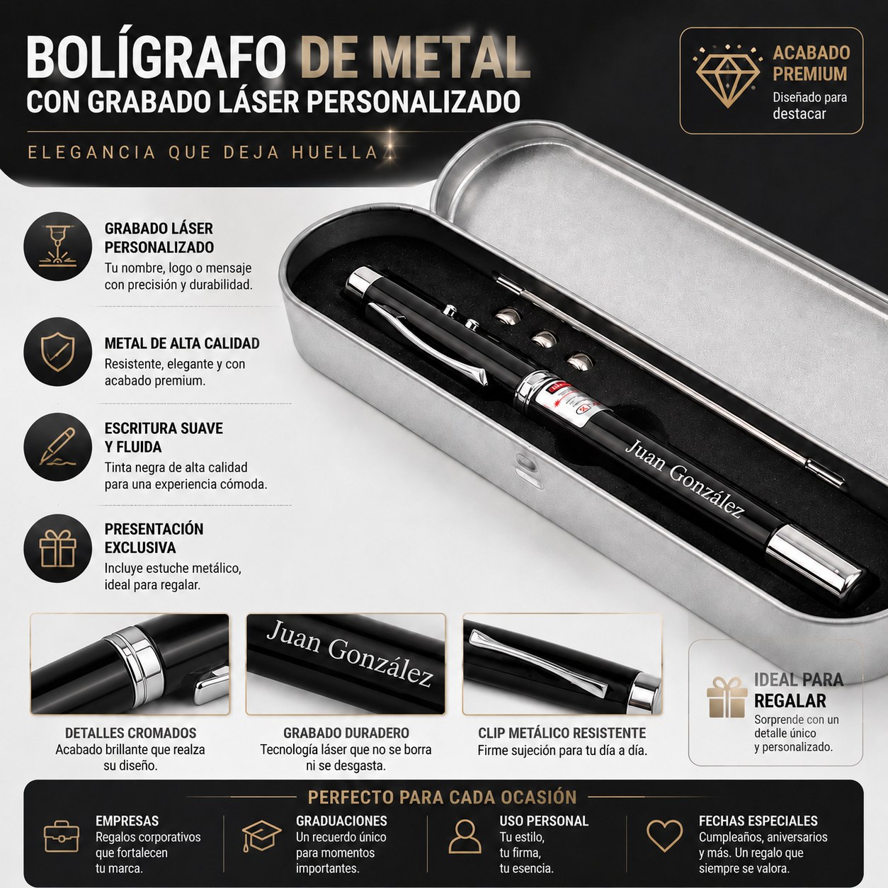 Bolígrafo Multifuncional con Grabado Personalizado