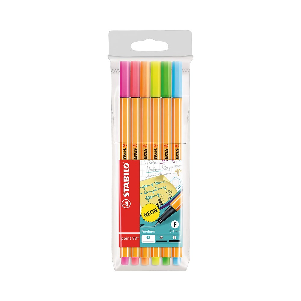 Bolígrafo Rotulador Stabilo Fineliner Point 88 Neón 88/6 1 0.4 Mm 6 Unidades