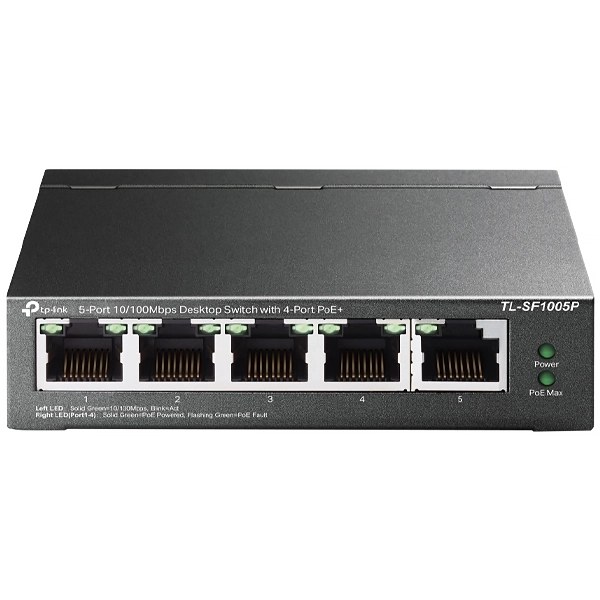 Switch TP-Link TL-SF1005P con 5 Puertos Ethernet de 10 1000 Mbps - Gris