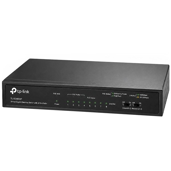 Switch TP-Link TL-SG1008P con 8 Puertos Ethernet de 10 100 1000 Mbps - Gris