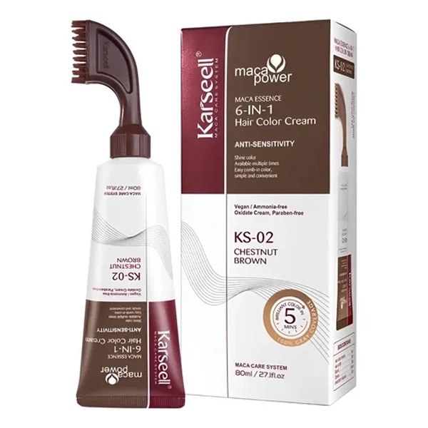 Tintura Karseell Maca Power Essence 6-in-1 Cream KS-02 80ml - Chestnut Brown