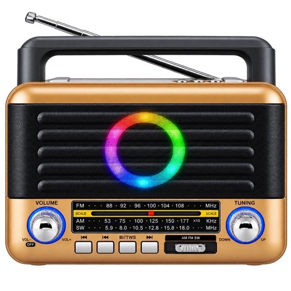 Radio Portátil MegaStar RX516G con USB Bluetooth - Dorado Marrón
