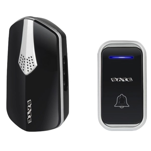 Timbre Inalámbrico Satellite A-DB01 con 38 Melodías Bivolt - Negro Plata