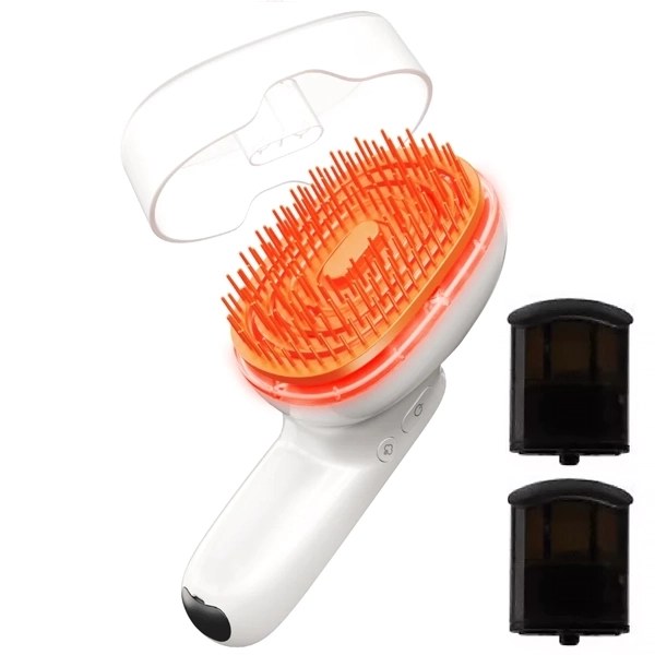 Cepillo Masajeador Portátil Lilyeve Grow:Turn Brush Steam Booster - Blanco Naranja