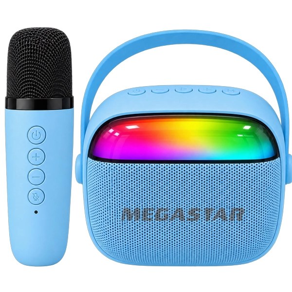 Speaker Megastar HY08BTA 5 watts con Bluetooth Radio FM Auxiliar USB Micro SD + Micrófono - Azul