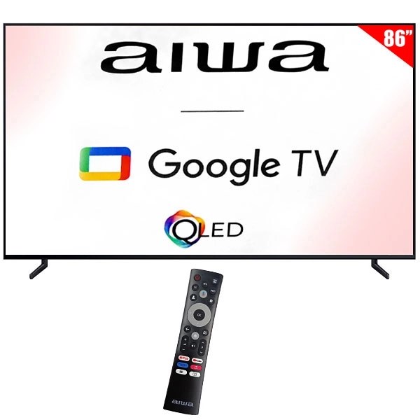 Smart TV QLED 86" Aiwa AW86B2Q 4K Ultra HD Google TV Wi-Fi Bluetooth con Conversor Digital