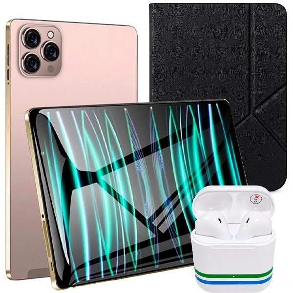 Tablet MOX MO-TP732 5G 256GB 8GB RAM de 7" 8MP 5MP - Dorado + Funda + Auricular Inalámbrico