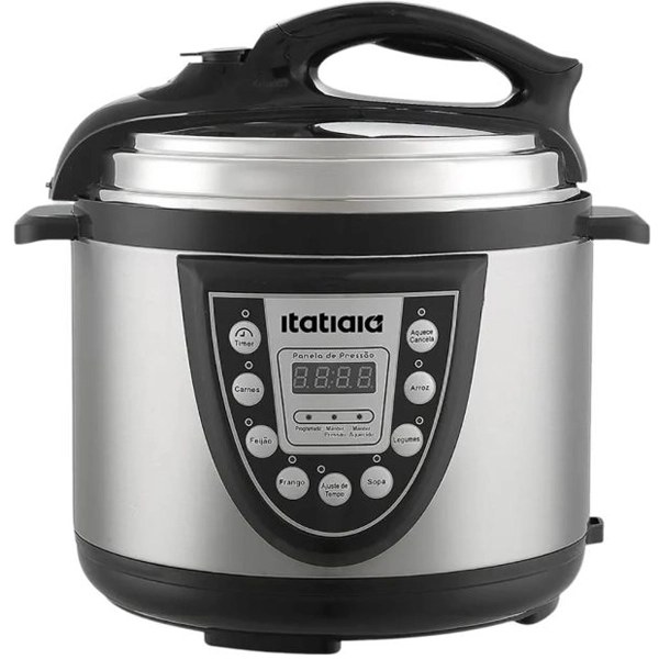 Olla a Presión Eléctrica Itatiaia PPMID2002 900 watts 5 Litros 220V ~ 50 60 Hz - Plata Negra