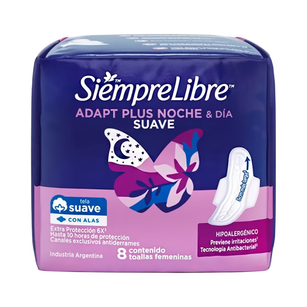 Protector Diario Siemprelibre Adapt Plus Noche&Dia Suave 8 Unidades