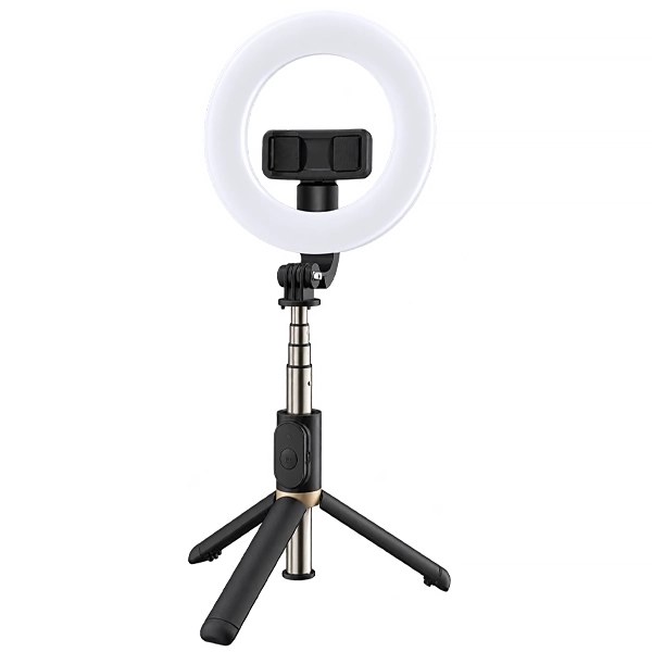 Palo para Selfie Satellite A-RM700Q con Luz LED Bluetooth - Negro